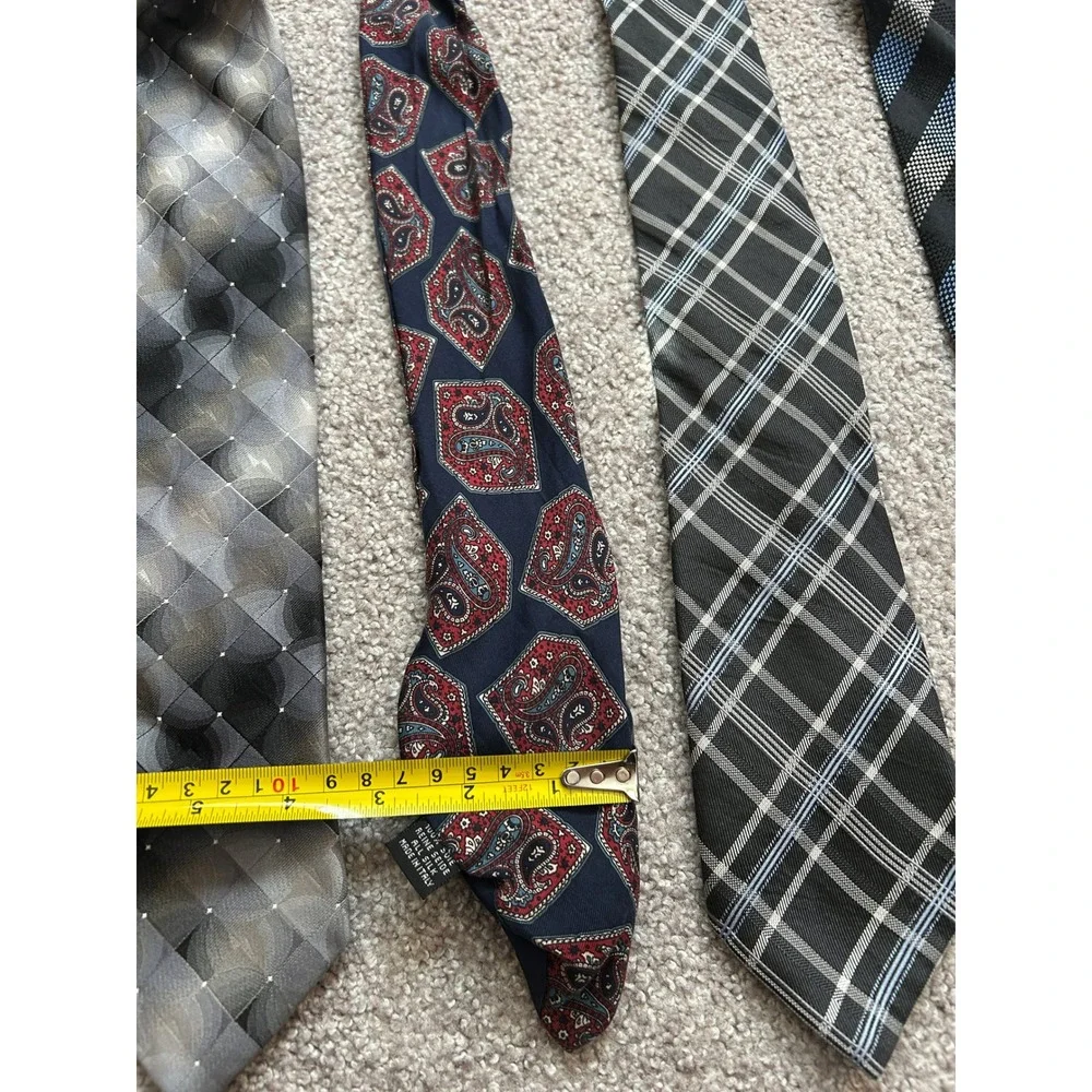 Corporate Silk Necktie 4 Lot Mens OS Multicolored Excellent Paisley Plaid Stripe